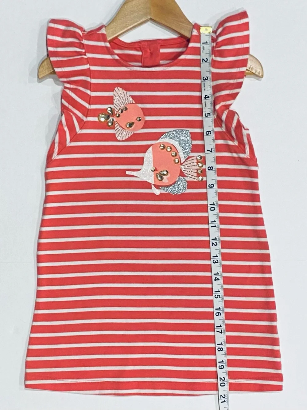Gymboree Girls Mermaid Cove Coral and White Stripe Fish Dress Size 4